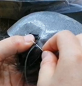 How to Sew Wig Clips into Hair Systems 